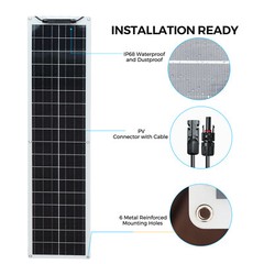 18v 50w Flexible Solar Panel Monocrystalline Module for 12V Battery RV Van Boat