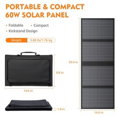 60W Solar Panel for Portable Power Station, Foldable Solar Panel with 12-18V …