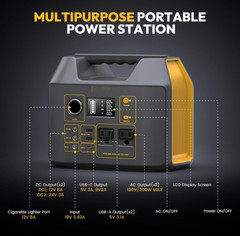 Estación de Energía Portátil 300W 296Wh con 2 AC Onda Pura para Emergencias