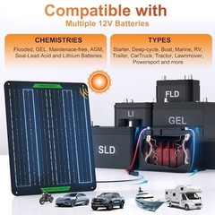 20W 12V Waterproof Solar Battery Charger & Maintainer, MPPT Controller, Trickle