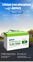 12V 100Ah LiFePO4 Lithium Battery Cycle Deep Built-in BMS for Solar RV Off-grid