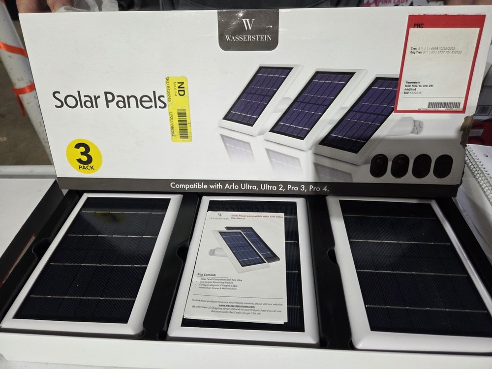 Wasserstein 3 Pack Solar Panels For Arlo Ultra, Ultra 2, Pro 3 And Pro 4 WHITE
