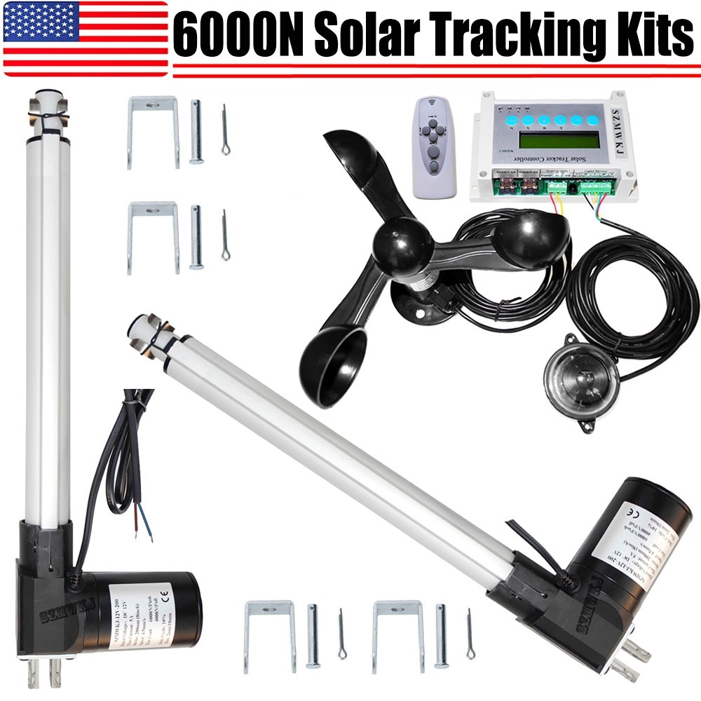 6000N Solar Tracking Tracker+2X16″ Linear Actuators+Controller+Wind Speed Sensor