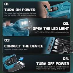 200W Power Inverter for Makita 18V Battery, DC 18V to AC 110-120V(NO Battery)