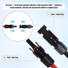 30Ft 10AWG Solar Panel Extension Cable for RV,Boat with Waterproof Connectors