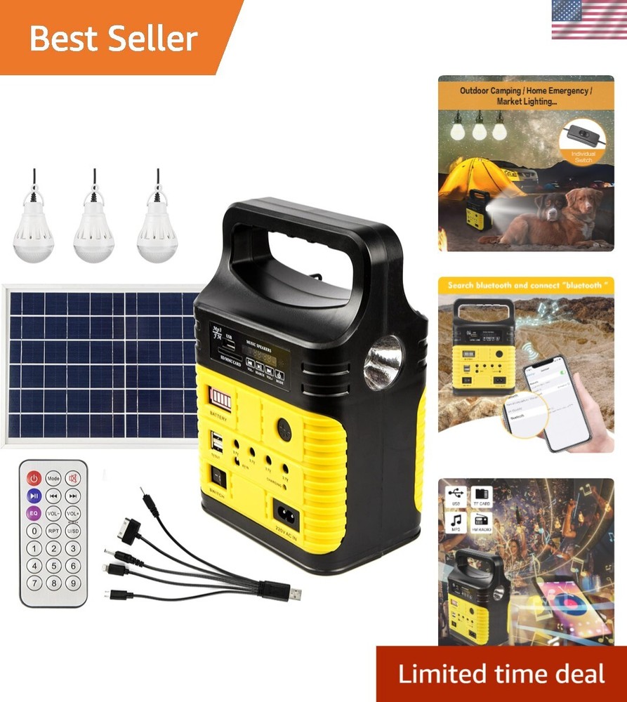 All-in-One Solar Power Station – Rechargeable Portable Generator with LED Lights