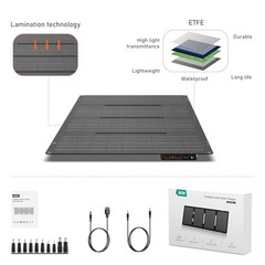 Portable Solar Panel Foldable Solar Charger with DC/USB C/USB A Output DC 60W