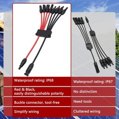 Solar Parallel Connectors for 2-3-4 Solar Panels, Tool-Free MC4 Solar Cable S…