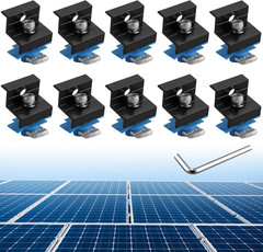 Solar Panel Mounting Kit with 10 End Clamps for Various Roof Types, Black