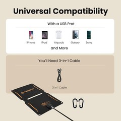 FlexSolar E10 10W Portable Solar Panel USB-A Charger for Hiking Camping Open Box