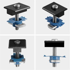 10-Pack Solar Panel Mid Clamps for Unistrut, Aluminum Mounting Kit, Black