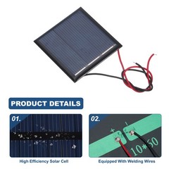 5 Pcs 1.5V 0.225W 150mA Mini Solar Panels with 2 Cable, 45mm x 45mm