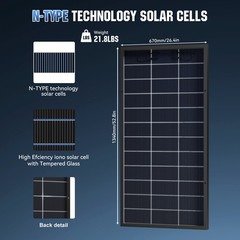 2Pack 200W（400W）N-Type 18BB Bifacial Solar Panel Mono Cell Off Grid Roof RV Boat