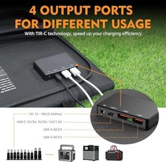 60W Foldable Solar Panel for 100W~350W Portable Power Station | 18V Black/Gray