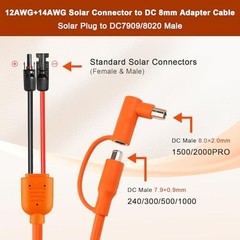 10FT Solar Charge Extension Cable 12AWG/14AWG with DC Connector for Power Statio