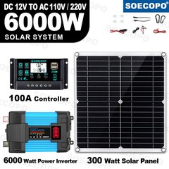 6000W Solar Power System 100A MPPT Controller 300W Panel 12V to 110V/220VDA