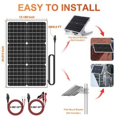 SUNER POWER 24V 30W Solar Panel, Built-in Ultra Smart MPPT Charge Controller