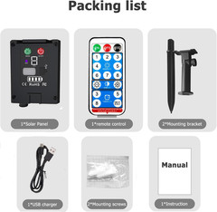 Solar Battery Box for 3V LED String Lights, 1200Mah Lithium Solar Panel with Rem