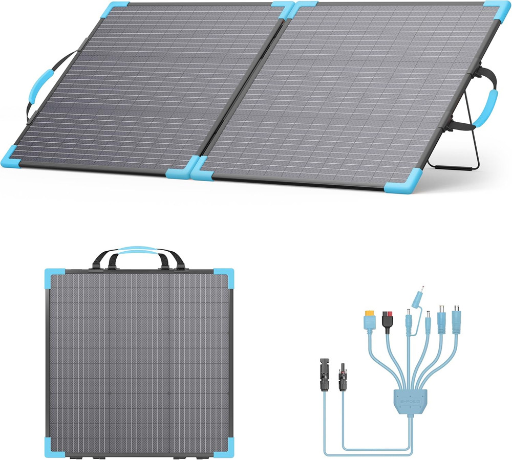 110W Bifacial Portable Solar Panel Suitcase, 23.5% High Efficiency ETFE Foldable