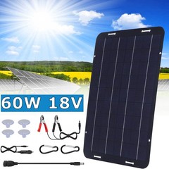 60W Solar Panel 18V Trickle Charger Battery Charger Kit Maintainer Boat Car RV