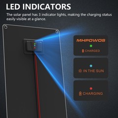 MHPOWOS solar panel 12v battery charger kit 10W 30W 50W for Car RV motorcycle