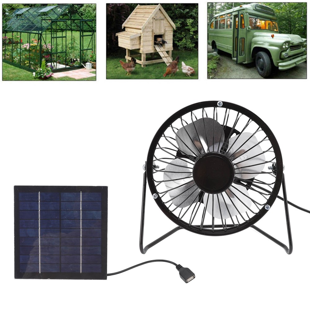 Solar Solar Panel Fan Portable USB Cooling Fan for Greenhouse Pet House Attic