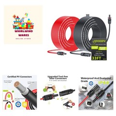 Weather-Resistant 33ft Solar Extension Cable with Fast Charging MC4 Connectors