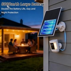 5W Solar Panel for Ring with 8000mAh Battery, Compatible for Ring (1 pack)