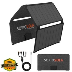 SOKIOVOLA 50W Foldable Solar Panel 50 Silver Grey