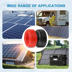 Solar Panel Wire 10 AWG(6mm²) – Solar Extension Cable 100Ft Black & 100Ft Red…