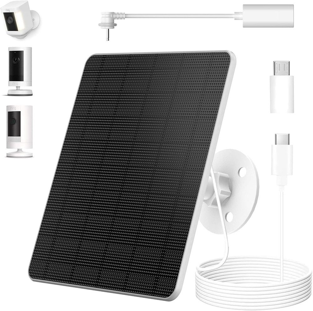 5W Solar Panel for Ring Camera, Compatible with Rings Spotlight &All-New Stick U