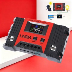 30A Solar Charge Controller PWM Regulator for 12V 24V Auto with 4 USB Ports LCD