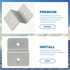4Pcs Solar Panel Z-Brackets Durable Aluminum Support Stand Silver