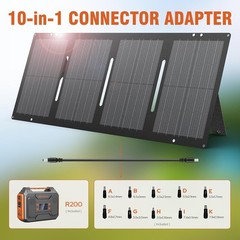 Portable Solar Generator 300W Power Station with Foldable 60W Solar Panel 110V