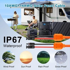 50FT Solar Panel Extension Cable – 10AWG/14AWG Waterproof Wire for RV, Boat, Hom