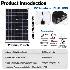 15000W Solar Power Kit with Accessories | 500W Panel + Controller + Inverter