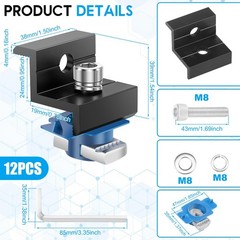 12 Pack Solar Panel End Clamps Compatible Aluminum Alloy Mounting Brackets