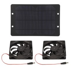 Solar Panel Powered Dual Fan Silicon Plastic 10W 12V 2A Outdoor Portable