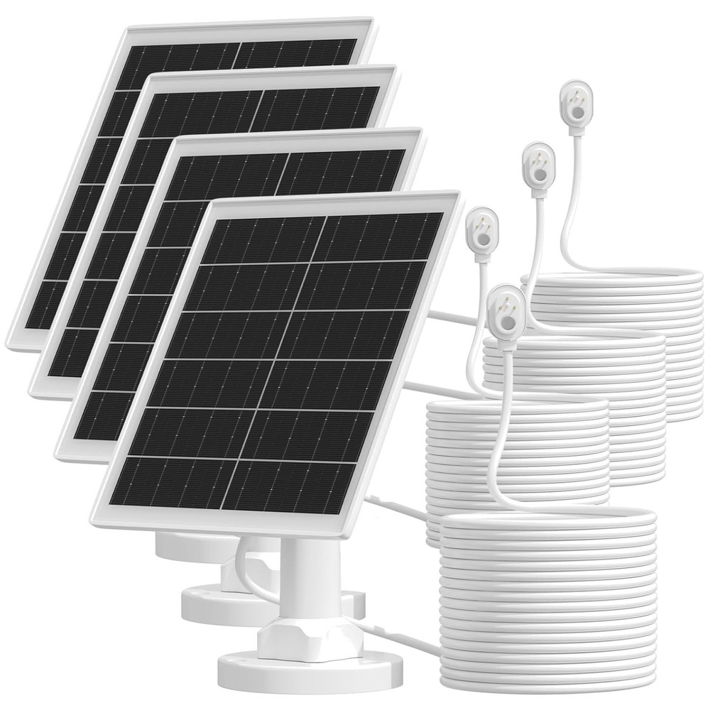 Arlo Solar Panel Charger with Long 13.1ft Cable, 4 Pack