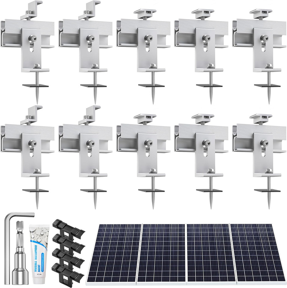 Solar Panel Mounting Brackets Kit 10Pcs Solar Roof Mount Kit for 1-4 Pieces Thic