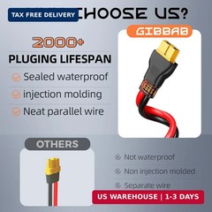 10FT 10AWG XT60 Solar Charging Cable, GIBBAB Solar Panel Connector to XT60 Exten