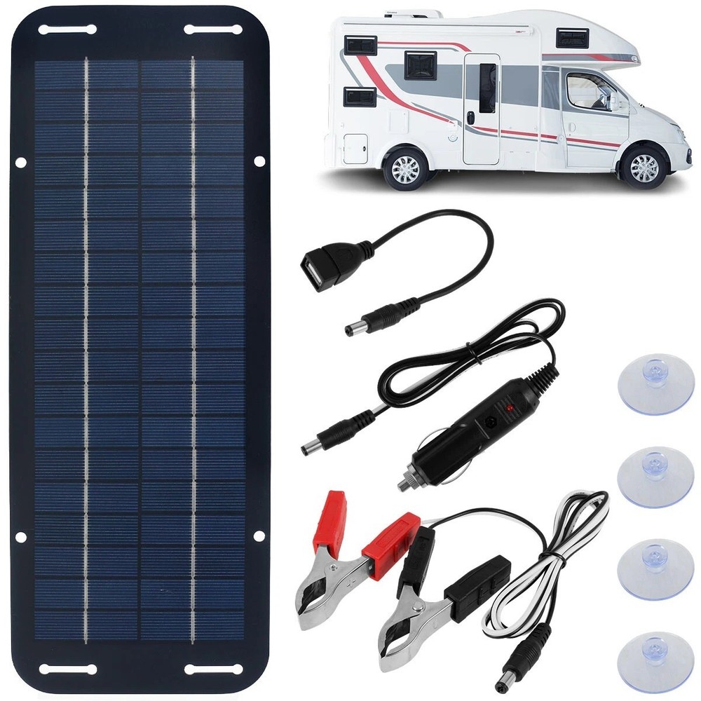 30W Solar Panel 12V Trickle Charger Battery Kit Maintainer Boat Car RV US