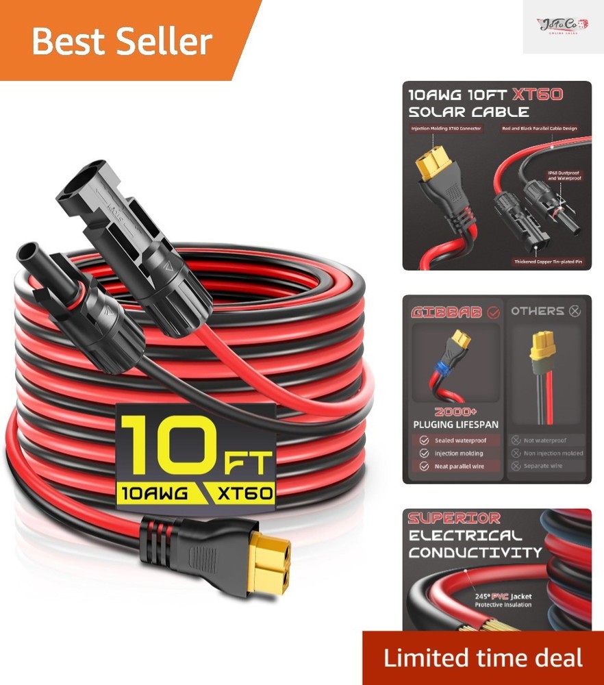10FT XT60 Charge Adapter Cable for Solar Generators – Safe & Easy Installation