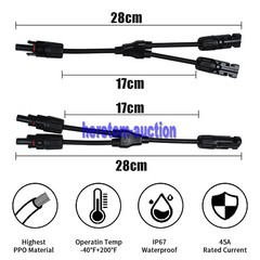 Solar Panel Y Branch Cable Connection Waterproof Adapter Connector Extension