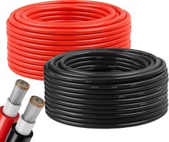 10AWG Solar Panel Wire, 2x50FT 6mm² Solar Extension Cable Red Black 84 Stran…