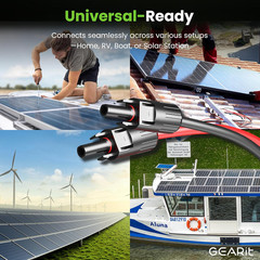 Gearit 10AWG Solar Extension Cable (100FT Black – 100Ft Red) Male to Female Sola