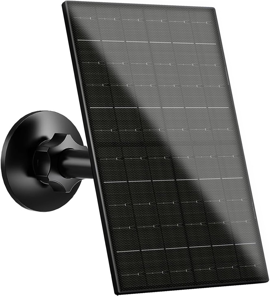6W Security Camera Solar Panel, 5V USB-C/USB Solar Charger Compatible with Recha