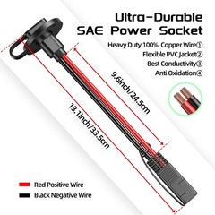 SAE Connector Power Socket 10AWG Quick Connect Panel Mount 2 Pack Solar
