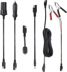 Extendable 16FT SAE Connector Cable with Battery Clamps & Solar Charge Indicator