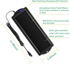 Car Battery Trickle Charger & Maintainer 12V Solar Panel Power Battery Charger w